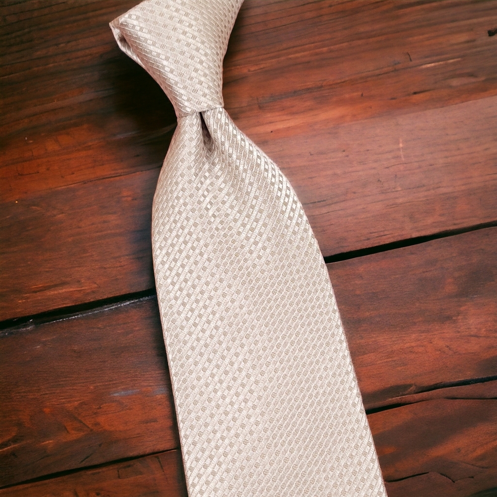 MICHAEL KORS - Silk Neck Tie, 100% Silk, Champagne Necktie, Grenadine Pattern - Picture 3 of 10